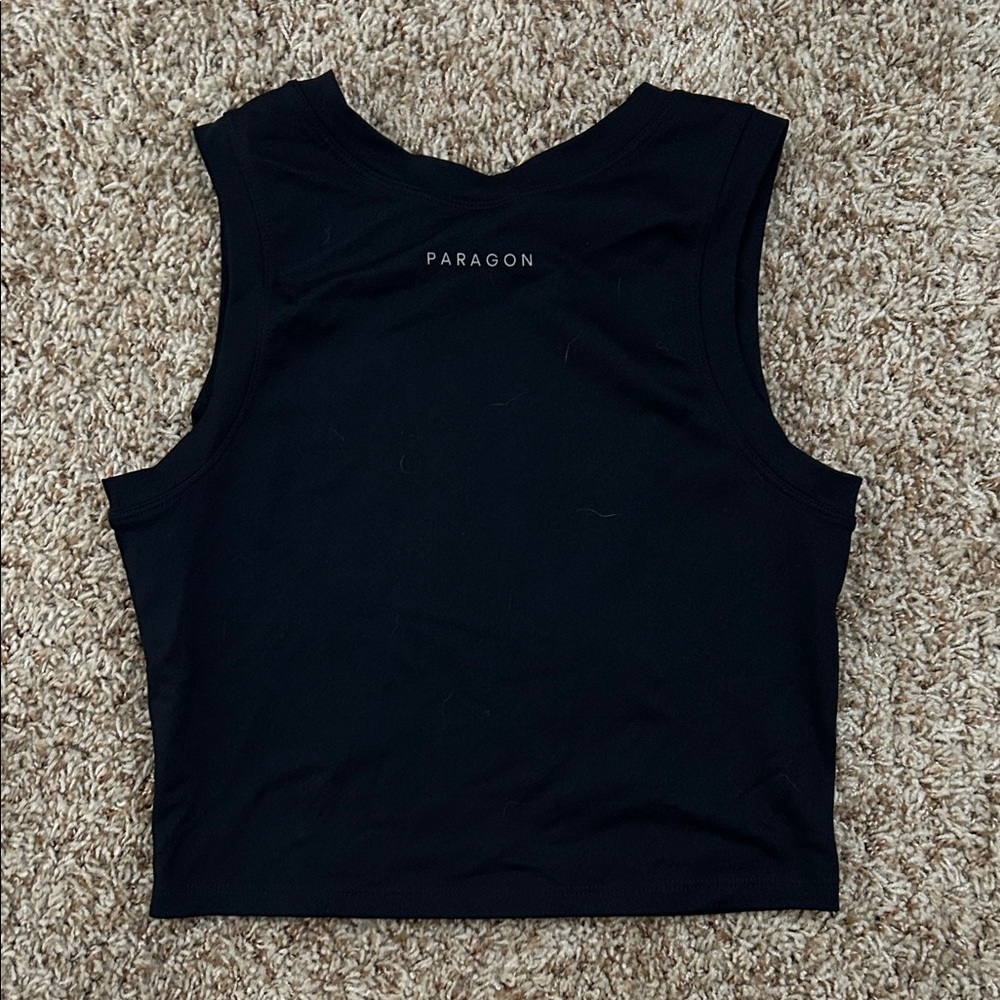 PARAGON Black Sleeveless Fitted Crop Muscle Tee